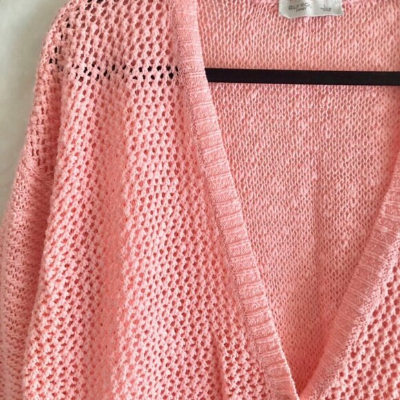 Peach Crochet Knit Cardigan Sweater - Picture 7 of 10